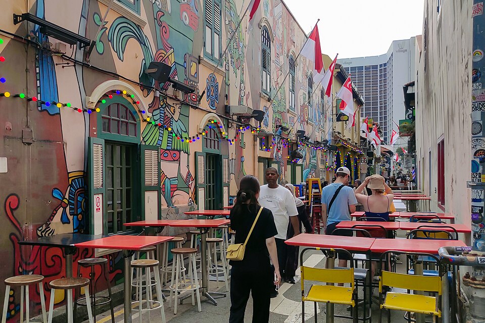 新加坡 Haji Lane 彩色街区与小店