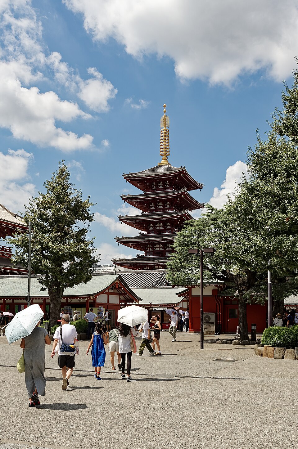 东京浅草寺传统建筑与游客